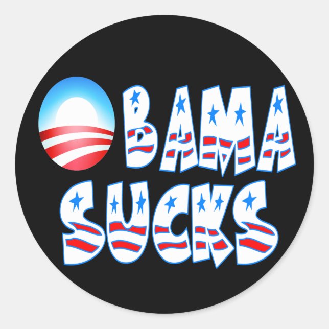 Obama ist zum Kotzen Runder Aufkleber (Vorderseite)
