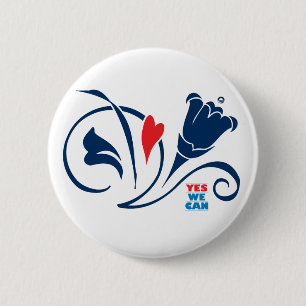 Obama - ja können wir, der Liebe-Blüten-Knopf, Button