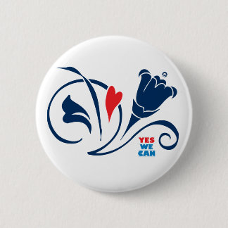 Obama - ja können wir, der Liebe-Blüten-Knopf, Button