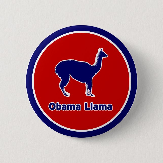 Obama-Lama-blauer Kontur-Knopf Button (Vorderseite)