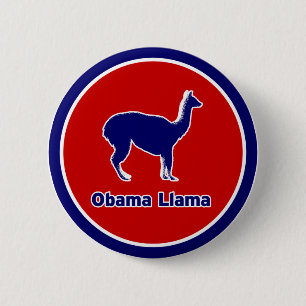 Obama-Lama-blauer Kontur-Knopf Button