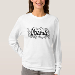 Obama Langarm-Shirt Damen Gothic Blumen-Shirt T-Shirt
