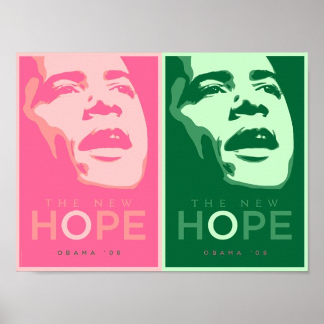 Obama - Le nouvel espoir rose et vert affiche (Devant)