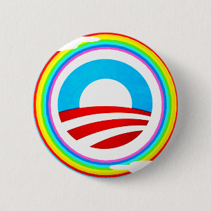 OBAMA-LOGO UND REGENBOGEN-KREIS-KNOPF BUTTON