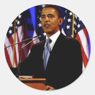 Obama mit Flaggen Runder Aufkleber