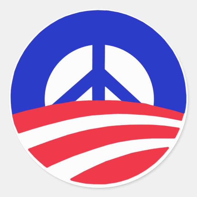 Obama mit Friedenszeichen Runder Aufkleber (Vorderseite)