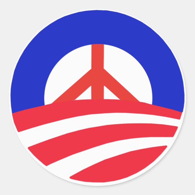 Obama mit Red Peace Sign Runder Aufkleber (Vorderseite)