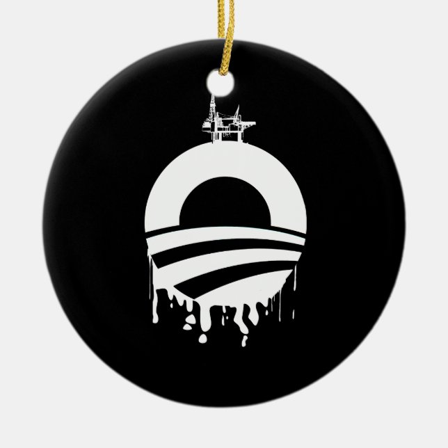 Obama-Ölplattform-Rückseite Keramik Ornament (Vorne)