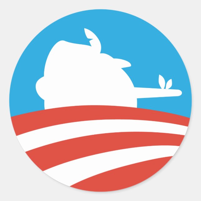 Obama Pinocchio-Logo Runder Aufkleber (Vorderseite)