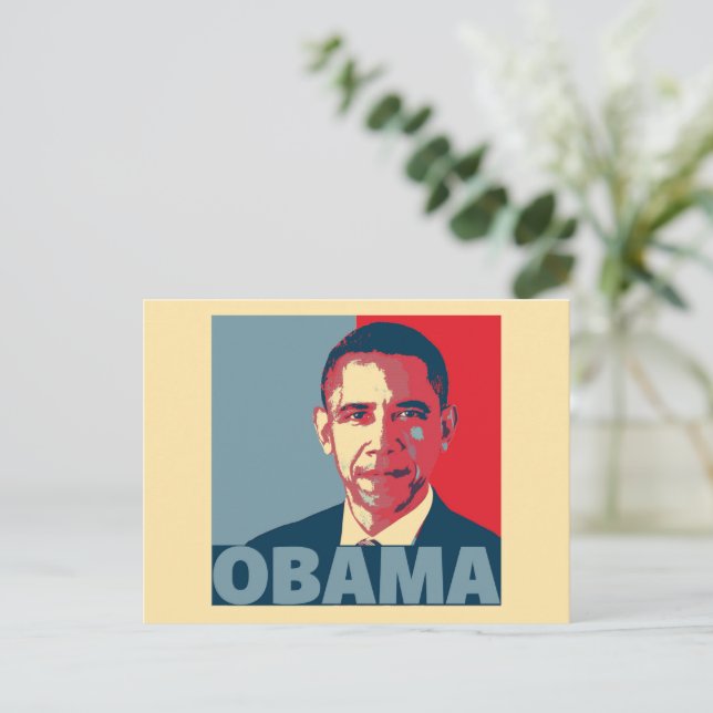OBAMA POP ART POSTKARTE (Stehend Vorderseite)