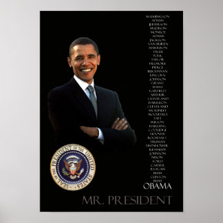Obama-Poster - Liste aller 44 Präsidenten Poster