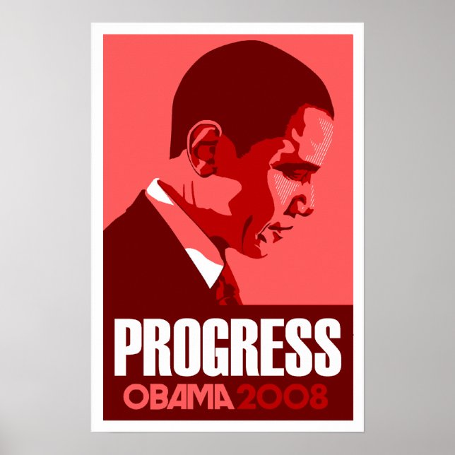 Obama - Progress Dark Red Poster (Vorne)