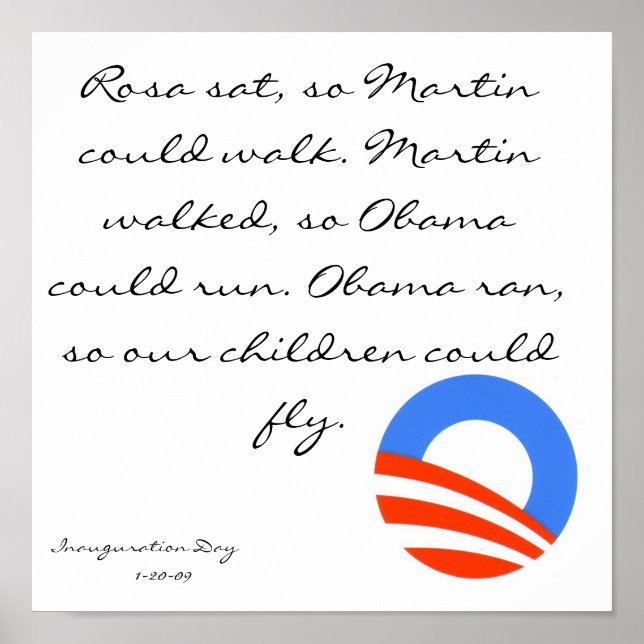 Obama, Rosa saß da, damit Martin laufen konnte. Ma Poster (Vorne)