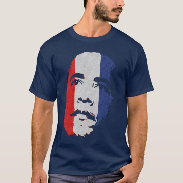 Obama-rotes weißes u. blaues Gesichts-Shirt T-Shirt (Vorderseite)