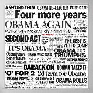 Obama-Schlagzeilen-Poster zur Wiederwahl Poster