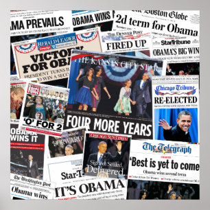 Obama-Schlagzeilen-Poster zur Wiederwahl Poster
