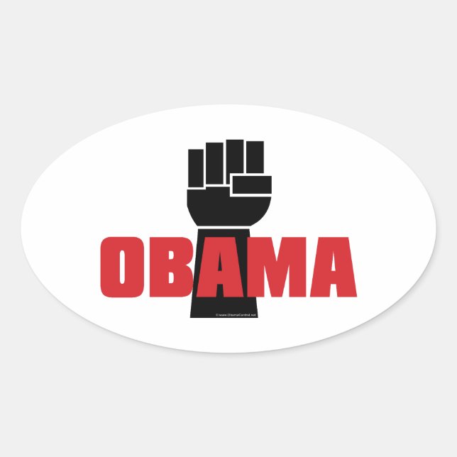 Obama! Schwarze Fistkleber Ovaler Aufkleber (Vorderseite)