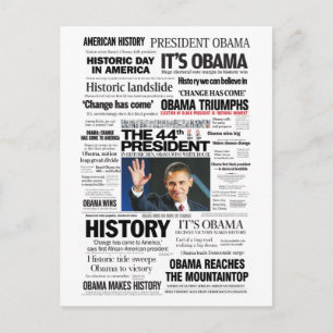 Obama: The 44th President Headline Collage Postkarte