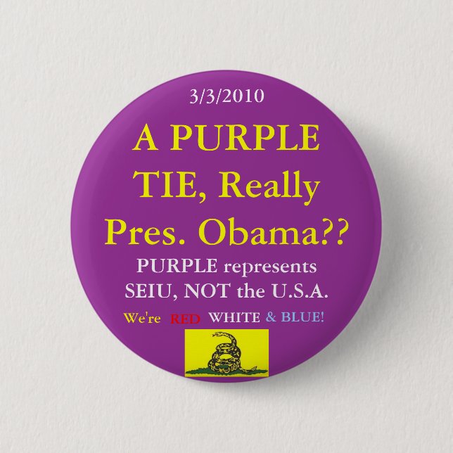 Obama trägt lila SEIU Button (Vorderseite)