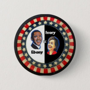 Obama u. Clinton, Sterne u. Streifen Button