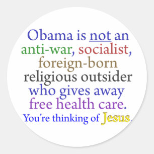 Obama u. Jesus Runder Aufkleber