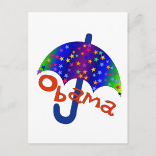 Obama Umbrella Einweihung Memento Postkarte