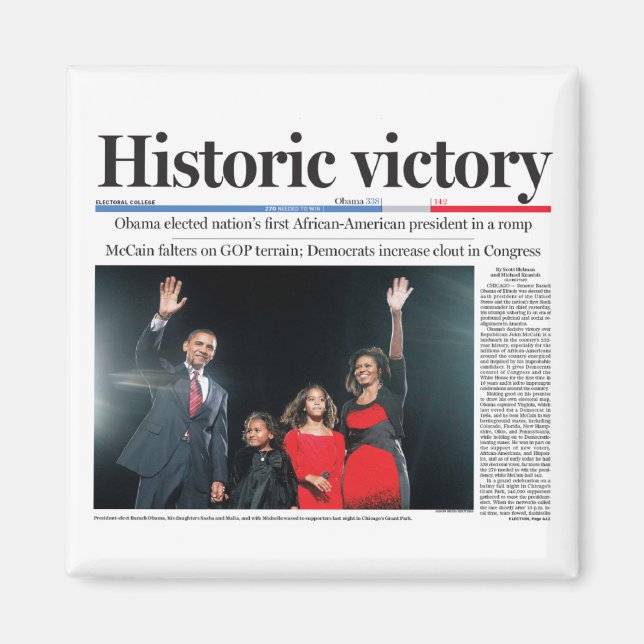 Obama : Un aimant historique pour la victoire (Devant)