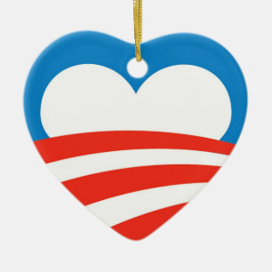 Obama-Verzierungs-Herz Keramik Ornament
