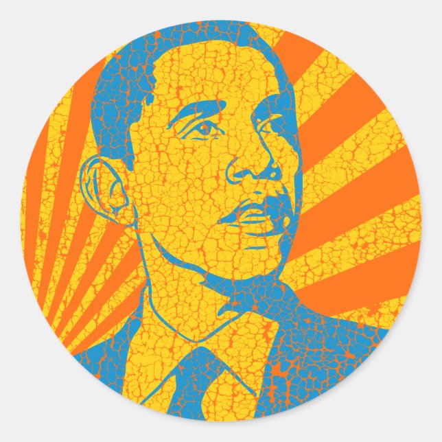 Obama Vintag Runder Aufkleber (Vorderseite)