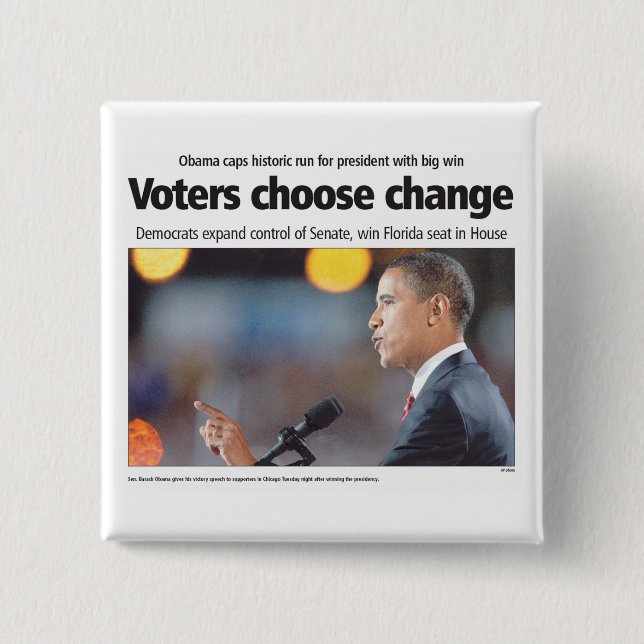 Obama: Wähler wählen Änderungs-Knopf Button (Vorderseite)