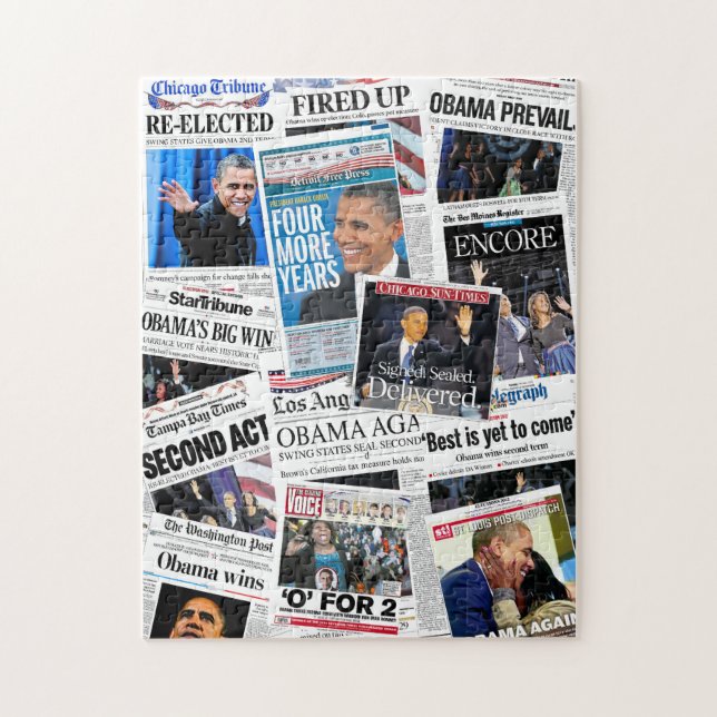 Obama wählte Zeitungs-Collagen-Puzzlespiel wieder (Vertikal)
