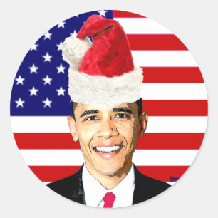 Obama Weihnachtsaufkleber Runder Aufkleber