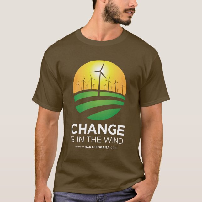 Obama-Winde des T - Shirt der Änderungs-Männer (Vorderseite)