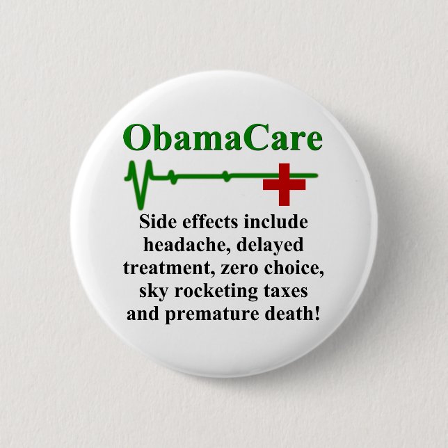 ObamaCare Nebenwirkungen Button (Vorderseite)
