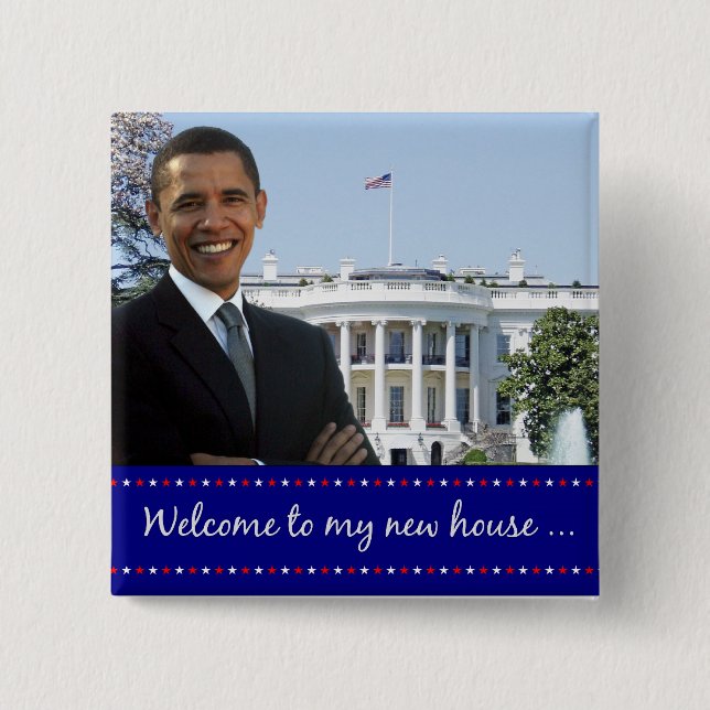 Obamas neues Haus - quadratischer Knopf Button (Vorderseite)