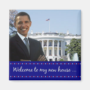 Obamas neues Haus - quadratischer Magnet