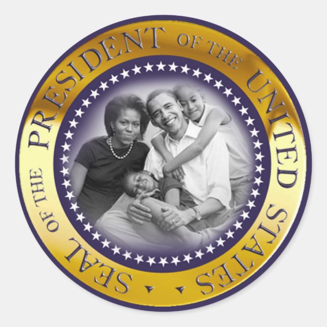 Obamas Siegel Portrait Runder Aufkleber (Vorderseite)