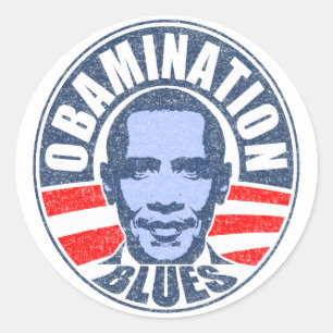 Obamination Blues Runder Aufkleber