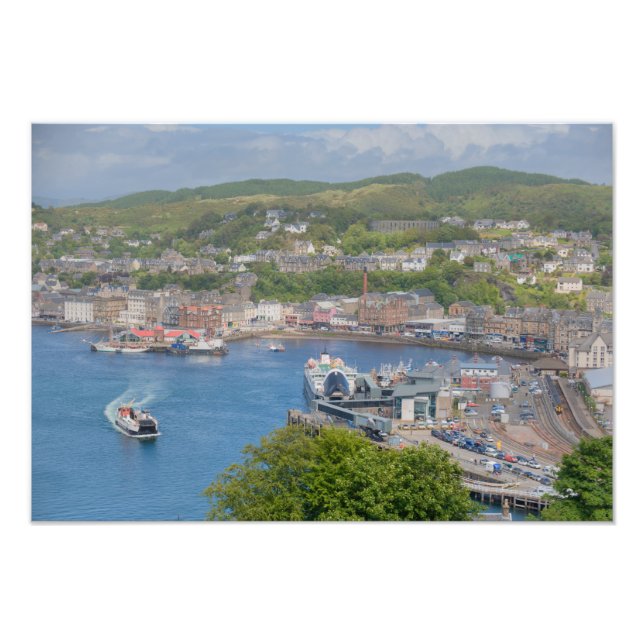 Oban Harbour Aerial von Pulpit Hill Fotodruck (Vorne)