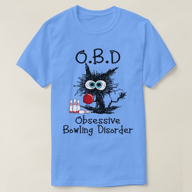 OBD-Zwangsstörung Bowling Funny Black Cat Bow T-Shirt (Design vorne)