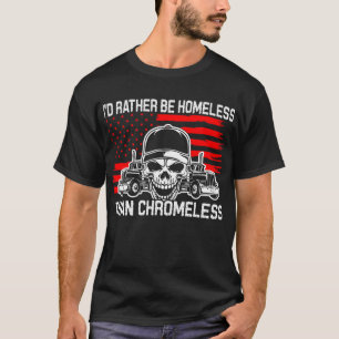 Obdachloser Chromloser LKW-Fahrer Amerika Flagge U T-Shirt