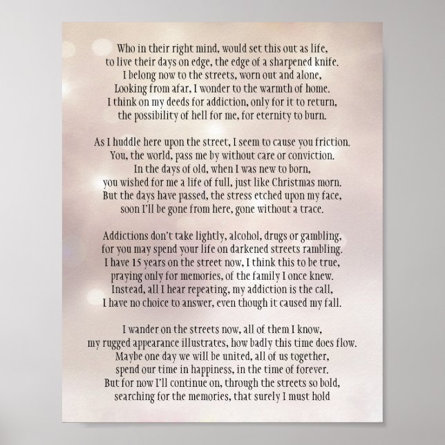 Obdachlosigkeit Poster (Vorne)