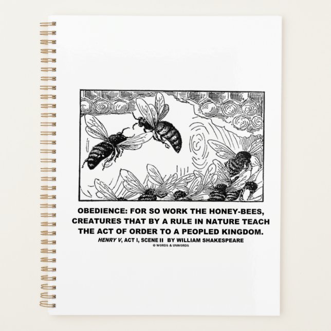 Obedience Work Honey Bees Henry V Shakespeare Planer (Vorderseite)