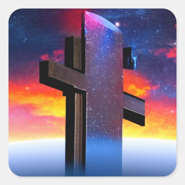 Obelisk-Sticker Quadratischer Aufkleber (Vorderseite)