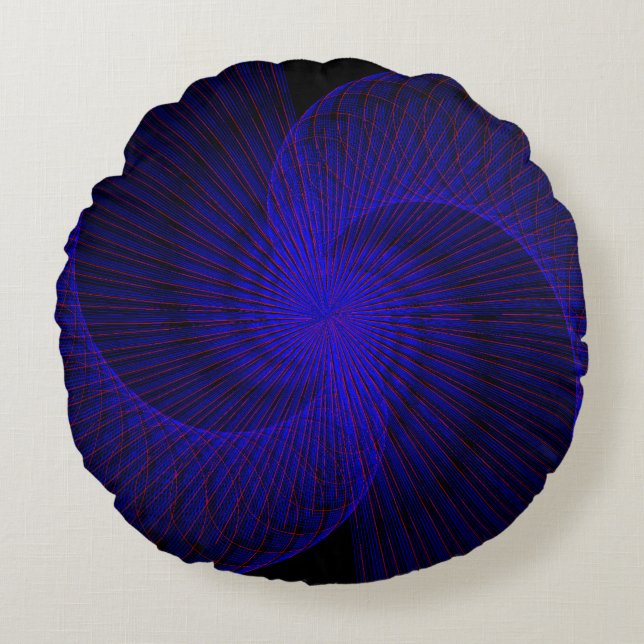 Oben abwärts, geometrisches Rundkissen mit zwei Fü Rundes Kissen (Vorderseite)