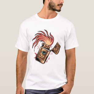 Oben hellere Tätowierillustrierung gedreht T-Shirt