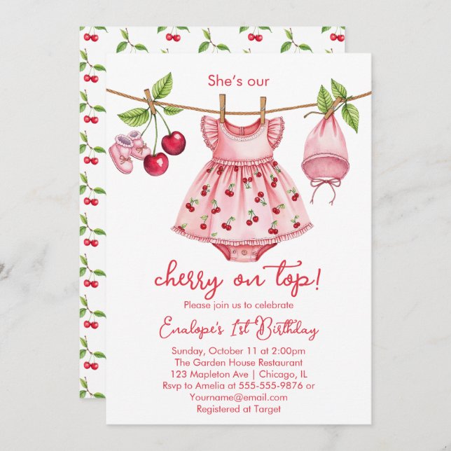 Oben herry! Einladung zum ersten Geburtstag (Vorne/Hinten)