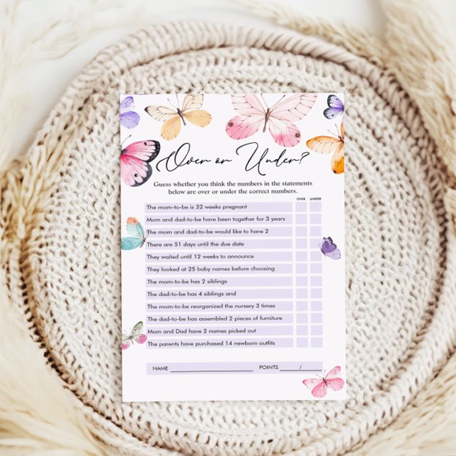 Oben oder unter Spiel, Schmetterling Baby Showspie (Von Creator hochgeladen)