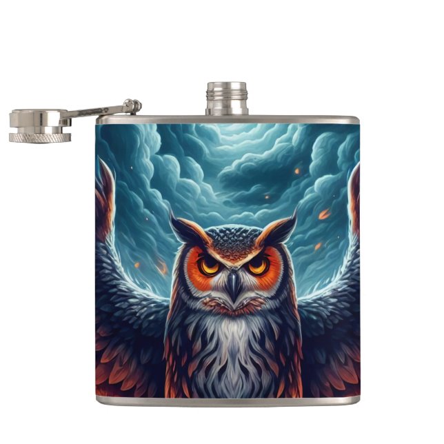 Oben und unten - Wise Owl Art Flachmann (Geöffnet)