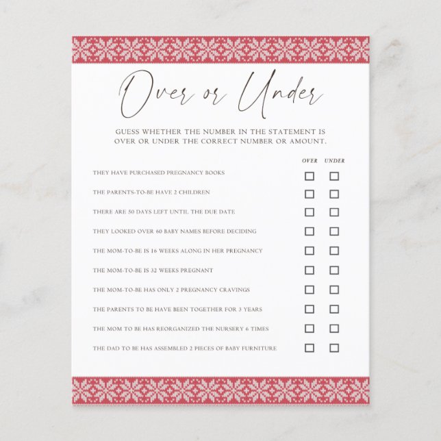 Oben und unten/wollte sie eher Baby-Duschspiele (Vorderseite)